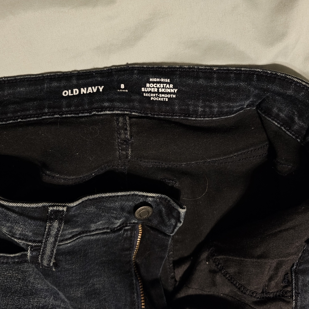 Old Navy Rock Star super skinny high-rise  dark wash secret-smooth pockets blue